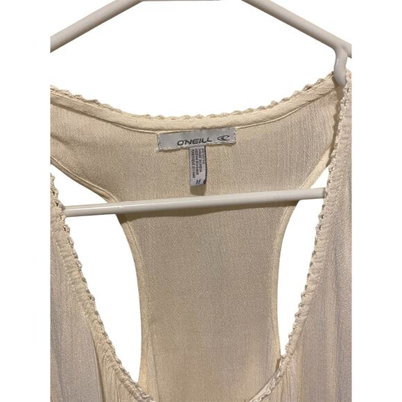 O’Neill Racerback Tank Top Medium Cream White Lace Flowy Cottage Boho Beachy - Picture 5 of 8